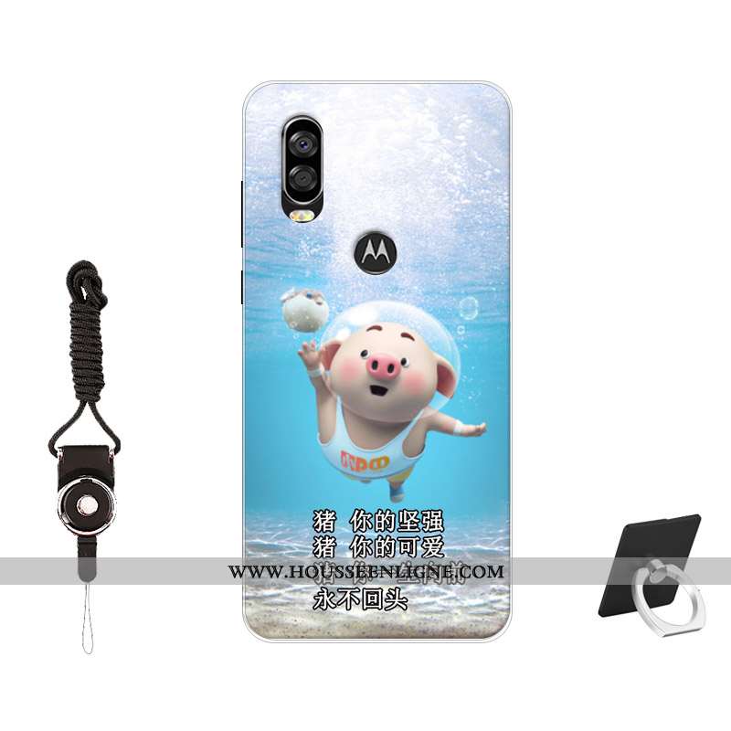 Coque Motorola One Vision Protection Tendance Incassable Silicone Noir Peinture