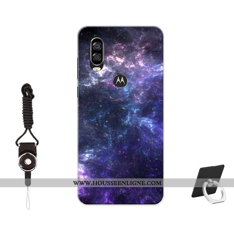 Coque Motorola One Vision Protection Tendance Incassable Silicone Noir Peinture