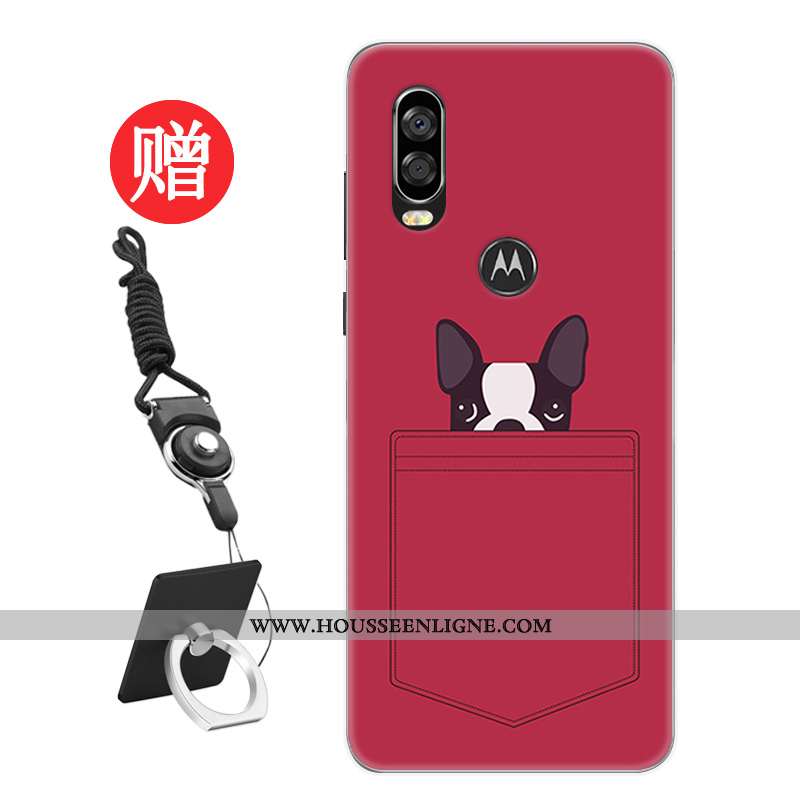 Coque Motorola One Vision Tendance Protection Frais Téléphone Portable Personnalité Modèle Rat Rouge