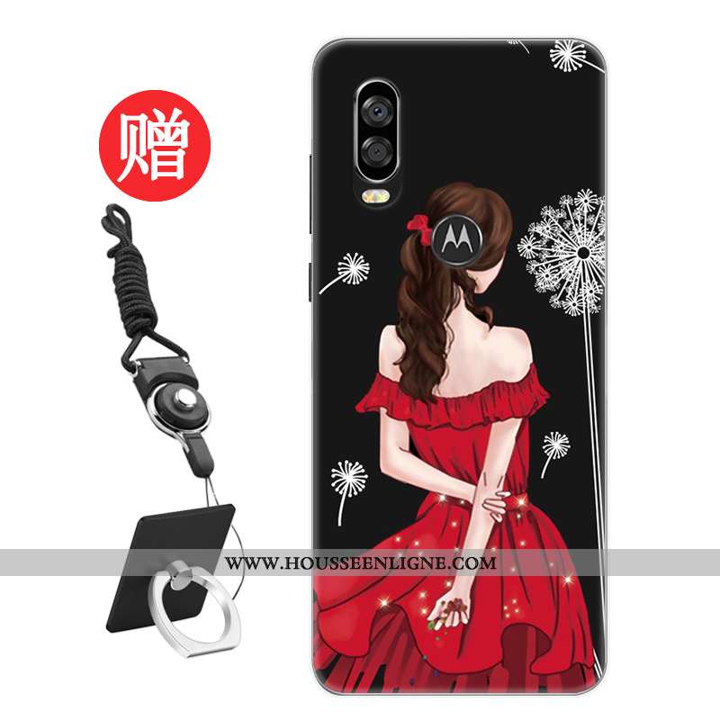 Coque Motorola One Vision Tendance Protection Frais Téléphone Portable Personnalité Modèle Rat Rouge