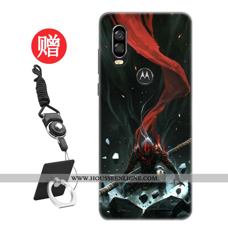Coque Motorola One Vision Tendance Protection Frais Téléphone Portable Personnalité Modèle Rat Rouge