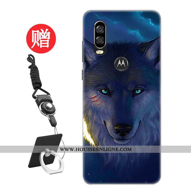 Coque Motorola One Vision Tendance Protection Frais Téléphone Portable Personnalité Modèle Rat Rouge