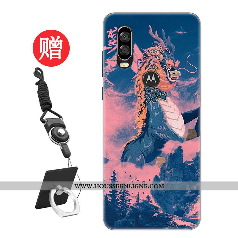 Coque Motorola One Vision Tendance Protection Frais Téléphone Portable Personnalité Modèle Rat Rouge