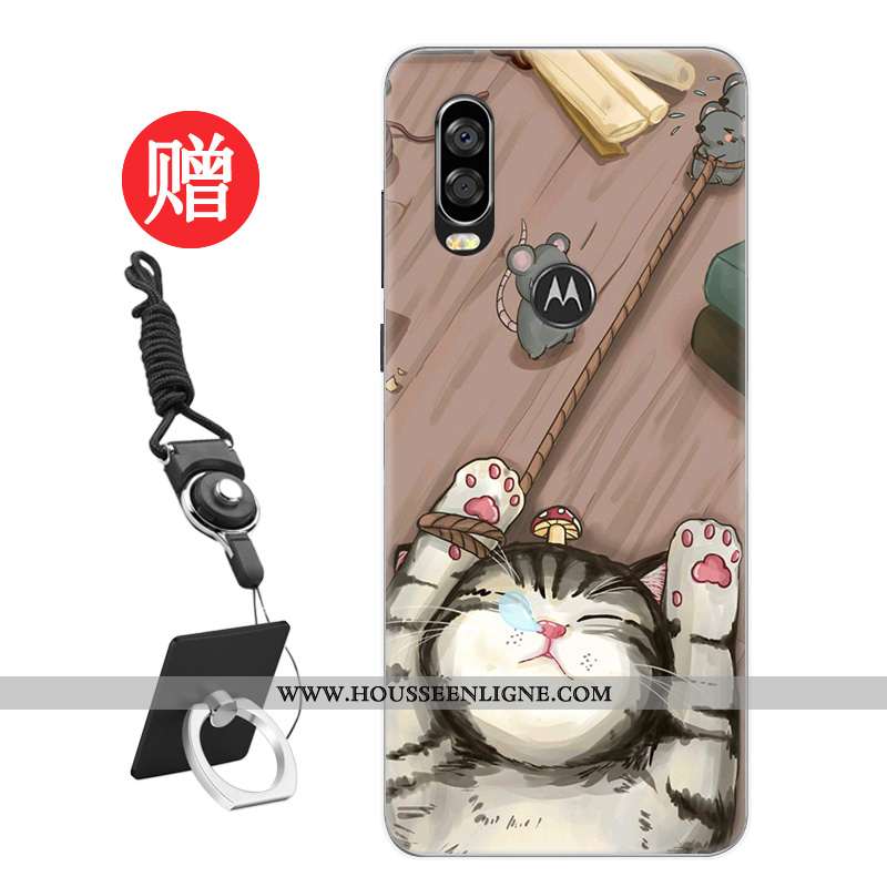 Coque Motorola One Vision Tendance Protection Frais Téléphone Portable Personnalité Modèle Rat Rouge
