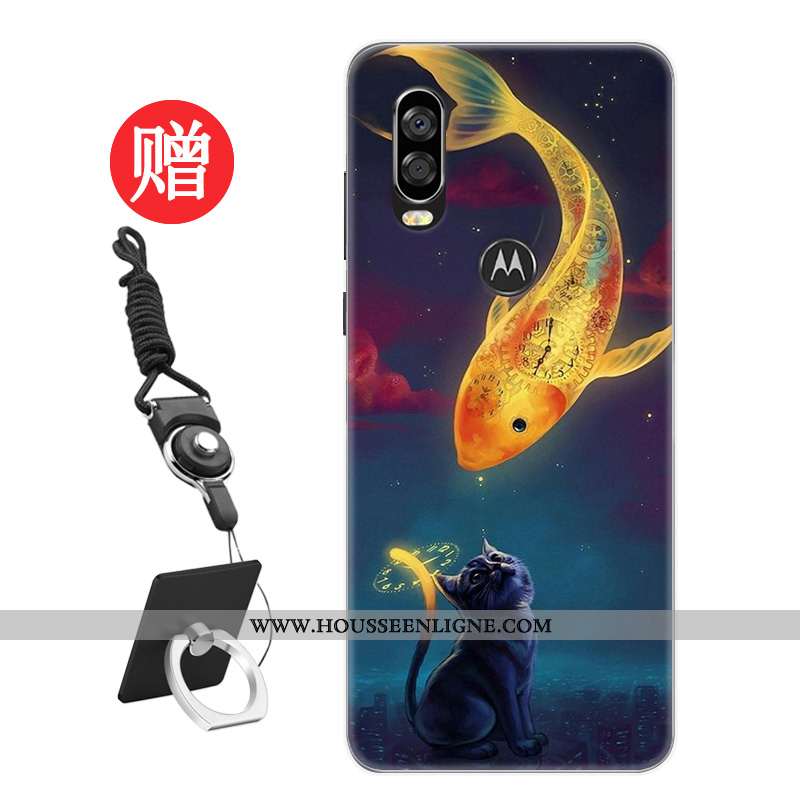 Coque Motorola One Vision Tendance Protection Frais Téléphone Portable Personnalité Modèle Rat Rouge