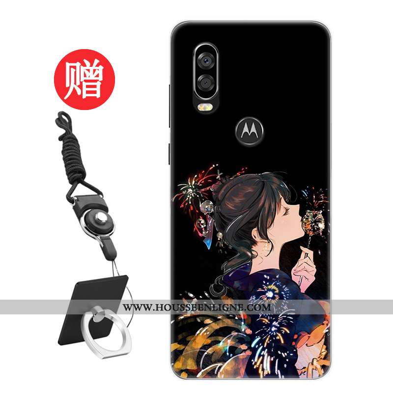 Coque Motorola One Vision Tendance Protection Frais Téléphone Portable Personnalité Modèle Rat Rouge