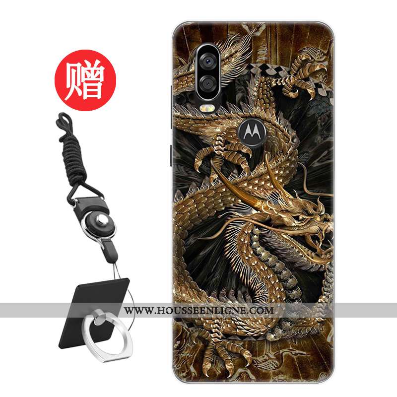 Coque Motorola One Vision Tendance Protection Frais Téléphone Portable Personnalité Modèle Rat Rouge