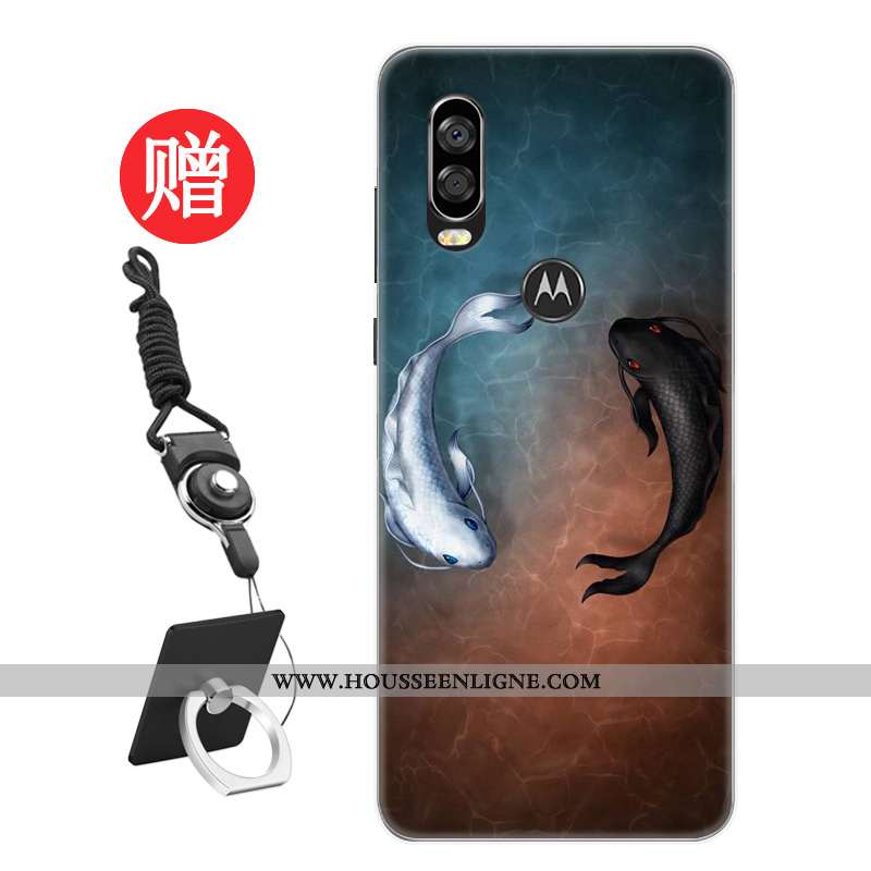 Coque Motorola One Vision Tendance Protection Frais Téléphone Portable Personnalité Modèle Rat Rouge