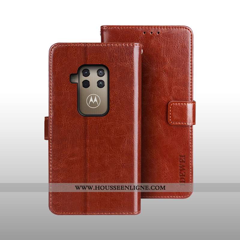 Coque Motorola One Zoom Cuir Protection Téléphone Portable Housse Étui Portefeuille Marron