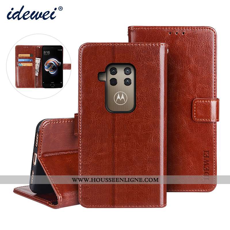 Coque Motorola One Zoom Cuir Protection Téléphone Portable Housse Étui Portefeuille Marron