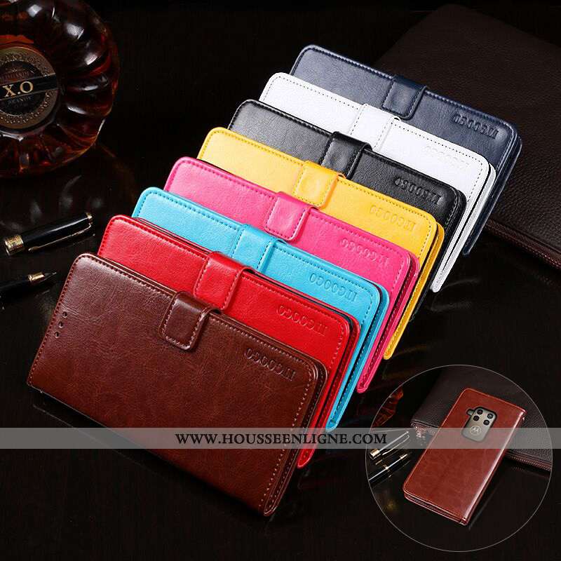 Coque Motorola One Zoom Cuir Protection Téléphone Portable Housse Étui Portefeuille Marron