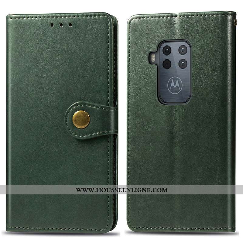 Coque Motorola One Zoom Ornements Suspendus Cuir Simple Business Téléphone Portable Housse Étui Roug
