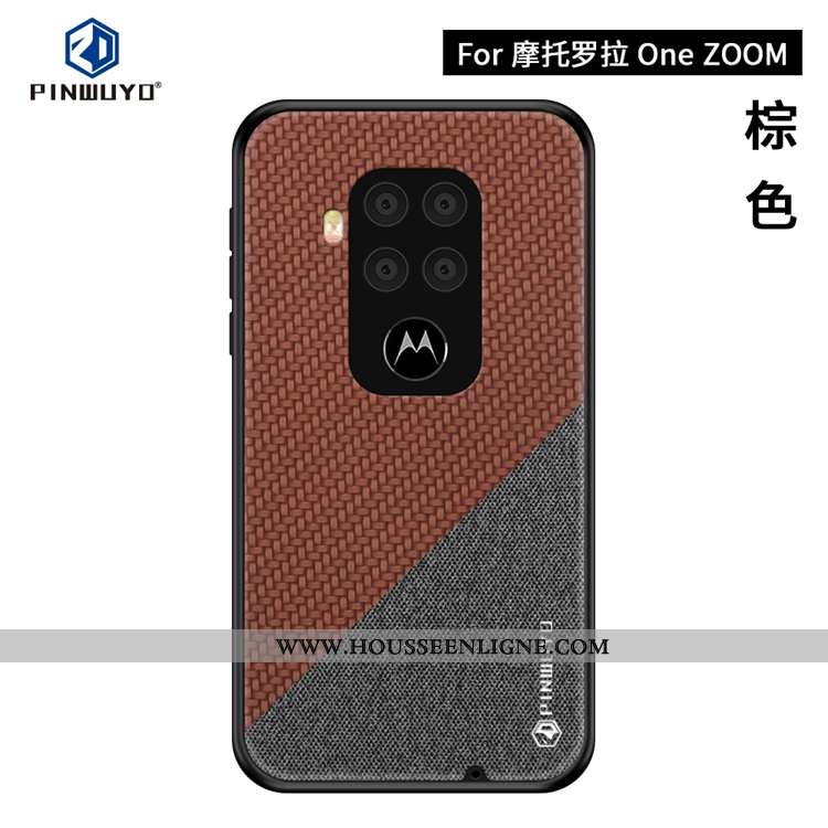 Coque Motorola One Zoom Ultra Légère Modèle Fleurie Toile Téléphone Portable Bleu Marin Bleu Foncé