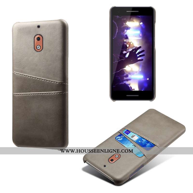 Coque Nokia 2.1 Personnalité Vintage Protection Téléphone Portable Cuir Carte Gris