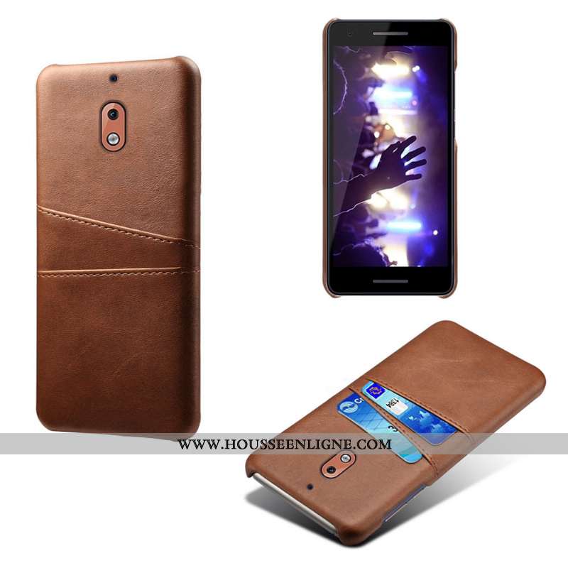 Coque Nokia 2.1 Personnalité Vintage Protection Téléphone Portable Cuir Carte Gris