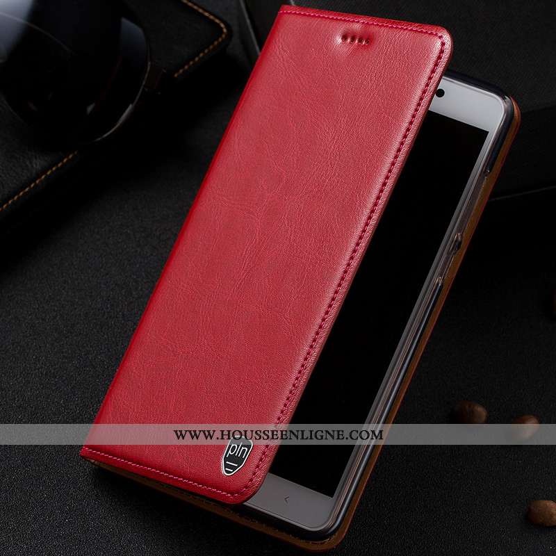Coque Nokia 2.1 Protection Cuir Véritable Rouge Téléphone Portable Étui