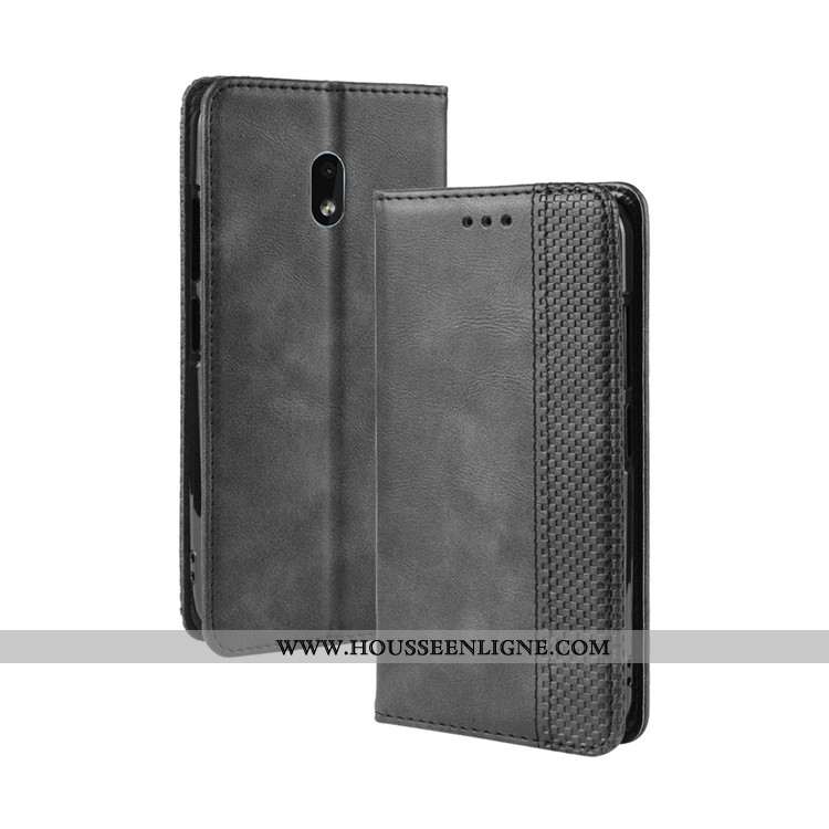 Coque Nokia 2.2 Cuir Protection Incassable Noir Étui Housse