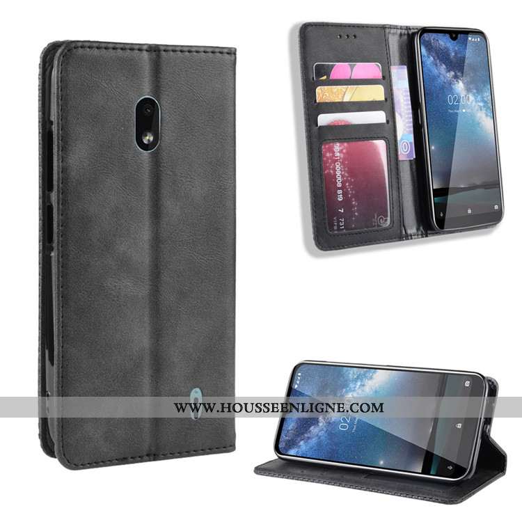 Coque Nokia 2.2 Cuir Protection Incassable Noir Étui Housse