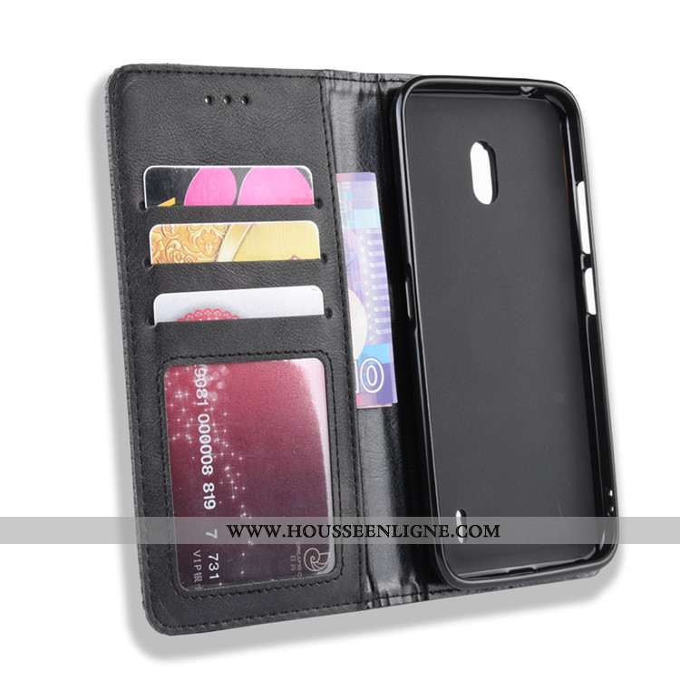 Coque Nokia 2.2 Cuir Protection Incassable Noir Étui Housse