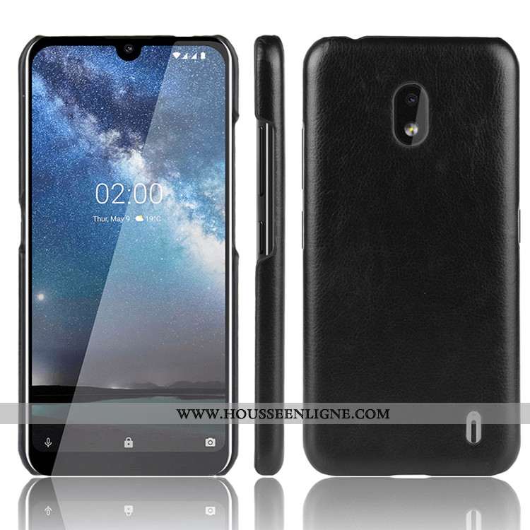 Coque Nokia 2.2 Cuir Protection Portefeuille Étui Noir Téléphone Portable