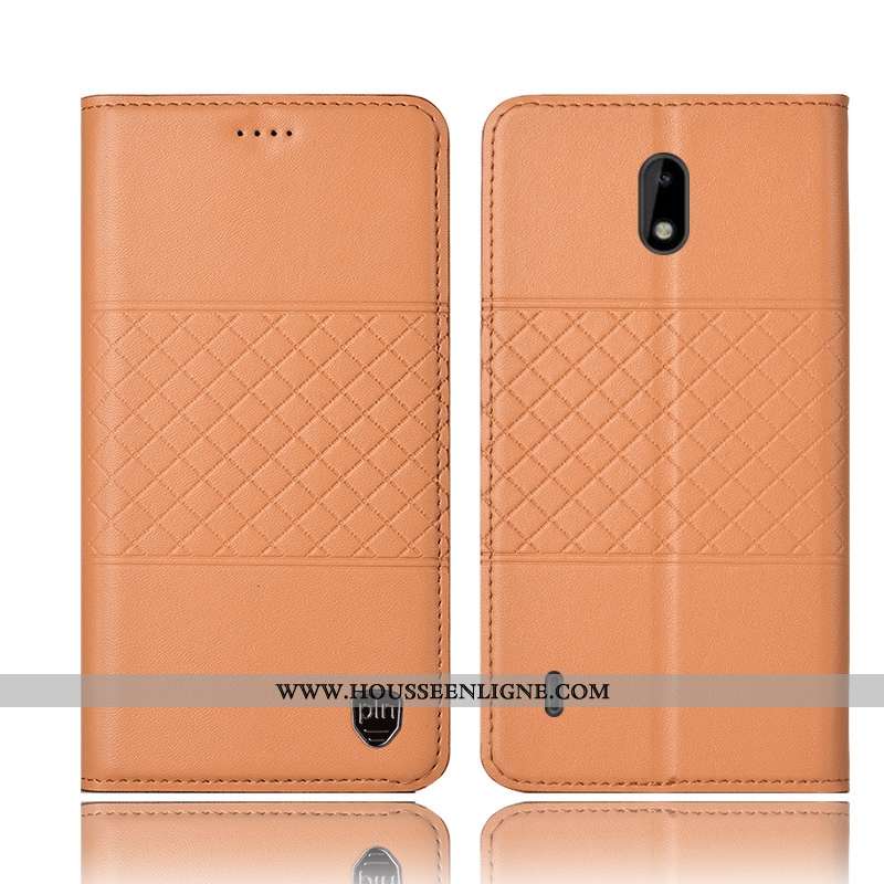 Coque Nokia 2.2 Cuir Véritable Protection Étui Téléphone Portable Jaune Housse Incassable