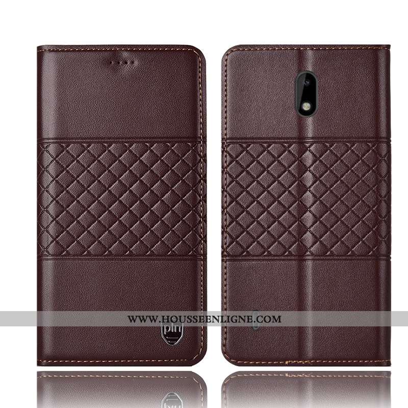 Coque Nokia 2.2 Cuir Véritable Protection Étui Téléphone Portable Jaune Housse Incassable