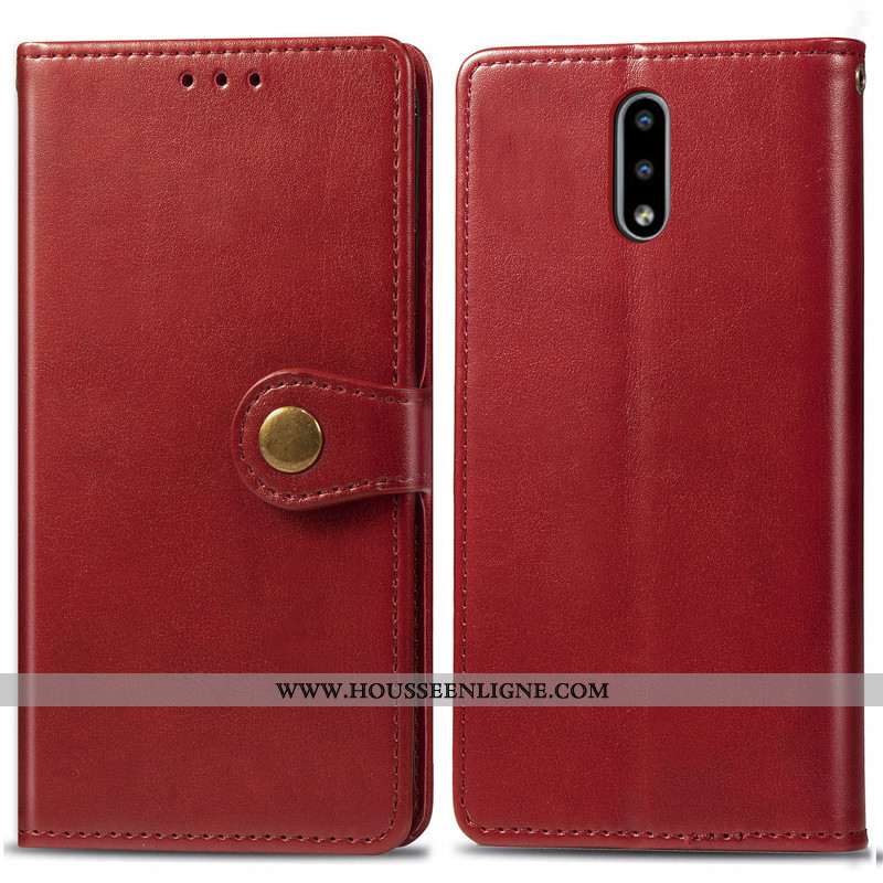 Coque Nokia 2.3 Ornements Suspendus Cuir Rouge Simple Couleur Unie Étui Business