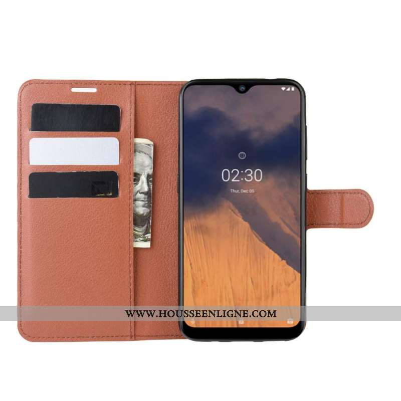 Coque Nokia 2.3 Protection Portefeuille Clamshell Étui Support Carte Marron