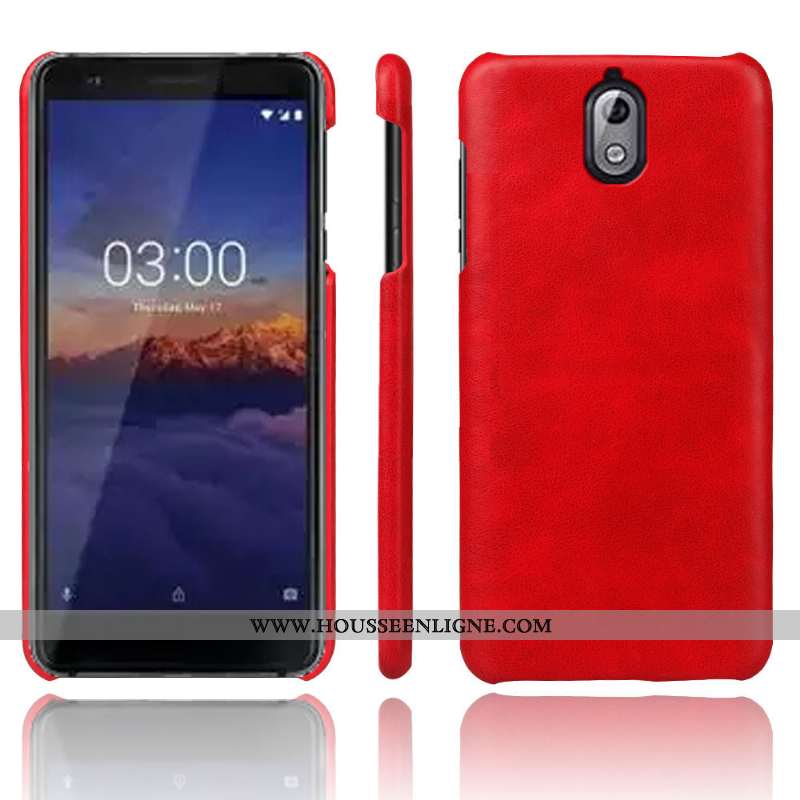 Coque Nokia 3.1 Cuir Protection Rouge Qualité Téléphone Portable Tendance