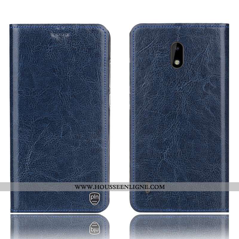 Coque Nokia 3.1 Modèle Fleurie Protection Étui Téléphone Portable Bleu Marin Housse Bleu Foncé