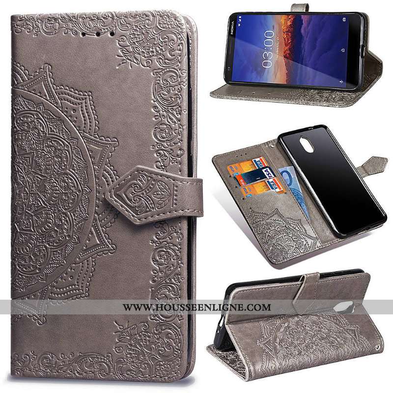 Coque Nokia 3.1 Ornements Suspendus Gaufrage Housse Téléphone Portable Couleur Unie Protection Noir