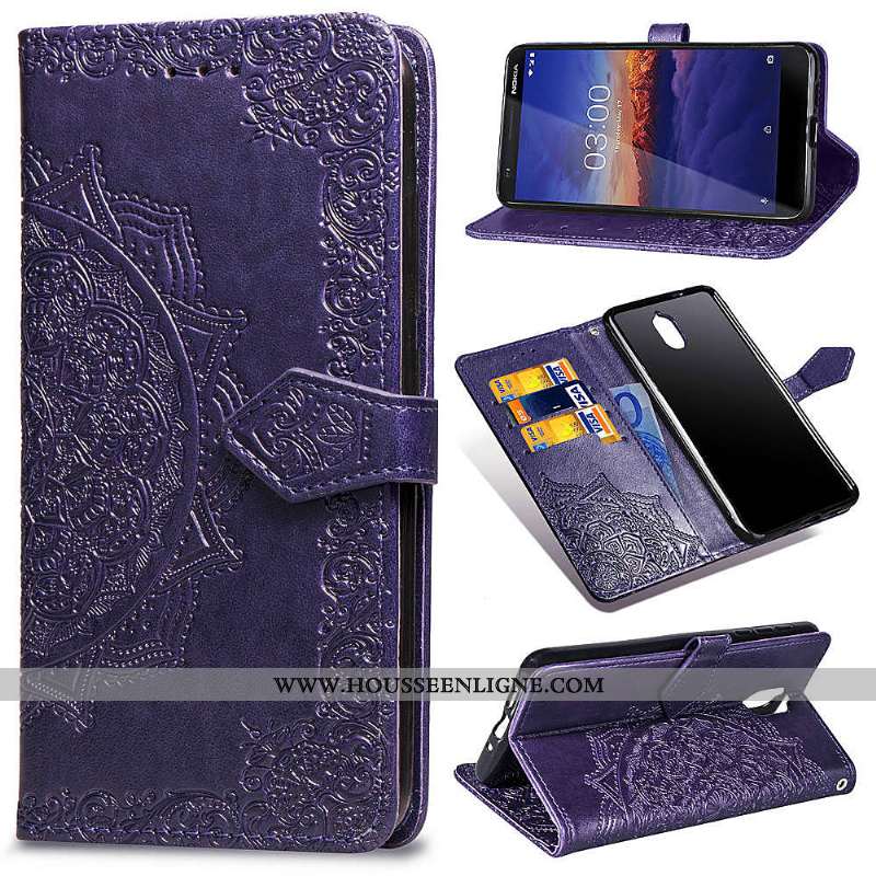 Coque Nokia 3.1 Ornements Suspendus Gaufrage Housse Téléphone Portable Couleur Unie Protection Noir