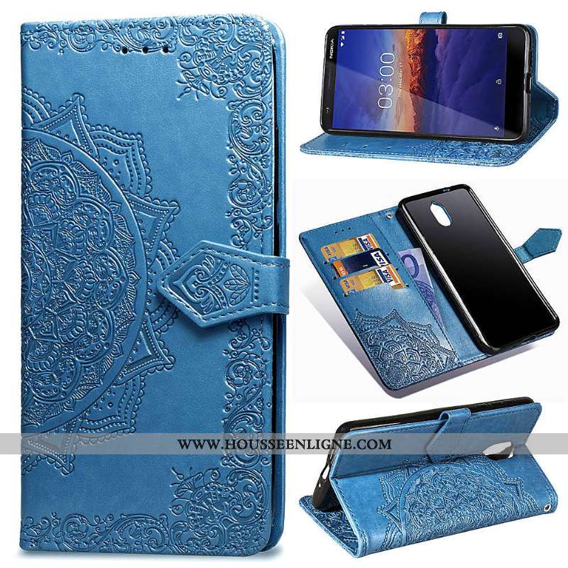 Coque Nokia 3.1 Ornements Suspendus Gaufrage Housse Téléphone Portable Couleur Unie Protection Noir