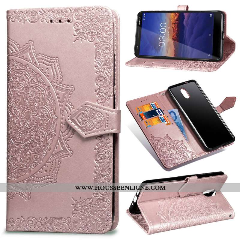 Coque Nokia 3.1 Ornements Suspendus Gaufrage Housse Téléphone Portable Couleur Unie Protection Noir