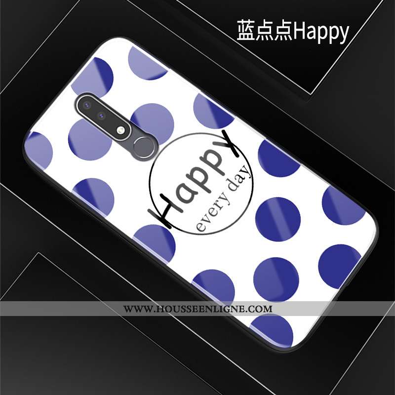 Coque Nokia 3.1 Plus Charmant Silicone Verre Difficile Protection Incassable Téléphone Portable Bleu