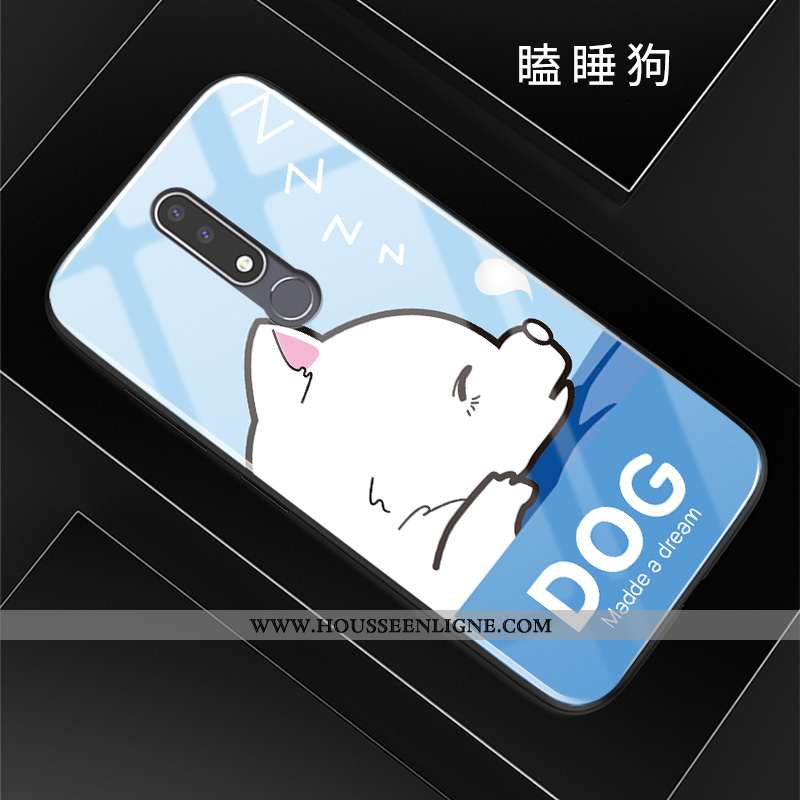 Coque Nokia 3.1 Plus Charmant Silicone Verre Difficile Protection Incassable Téléphone Portable Bleu