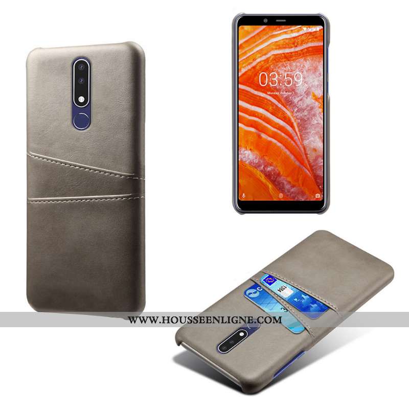 Coque Nokia 3.1 Plus Protection Marron Carte Étui Téléphone Portable