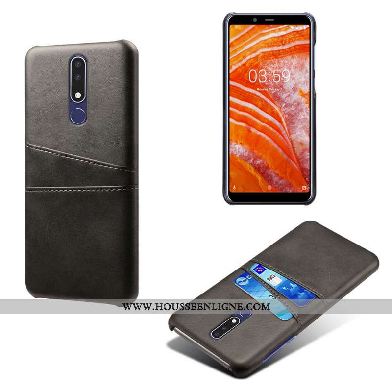 Coque Nokia 3.1 Plus Protection Marron Carte Étui Téléphone Portable