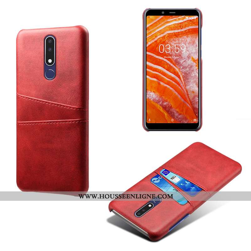 Coque Nokia 3.1 Plus Protection Marron Carte Étui Téléphone Portable
