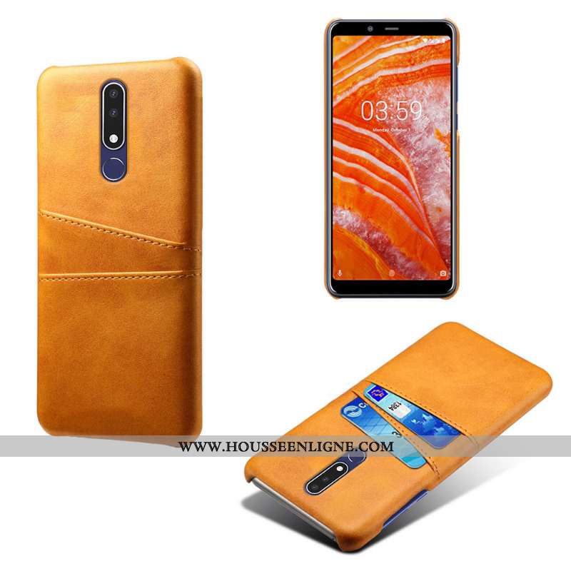Coque Nokia 3.1 Plus Protection Marron Carte Étui Téléphone Portable