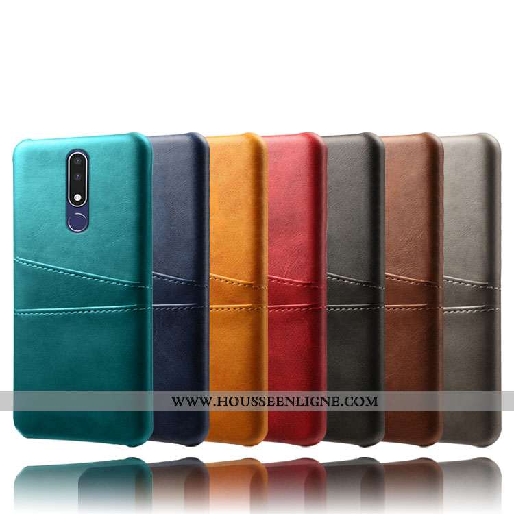 Coque Nokia 3.1 Plus Protection Marron Carte Étui Téléphone Portable