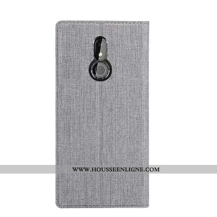 Coque Nokia 3.2 Protection Cuir Modèle Fleurie Téléphone Portable Gris Carte Étui