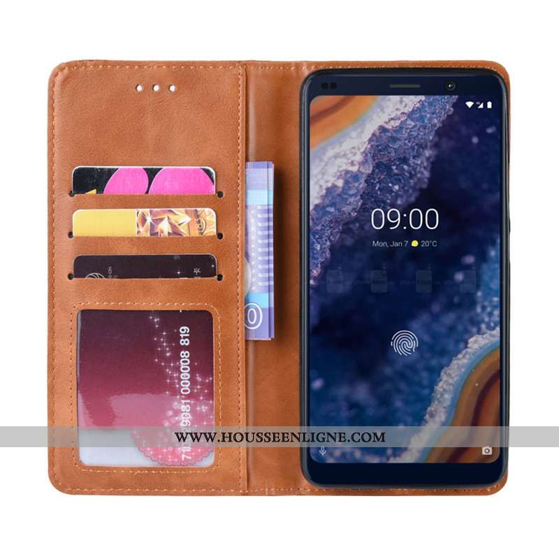 Coque Nokia 4.2 Cuir Téléphone Portable Étui Magnétisme Carte Bleu