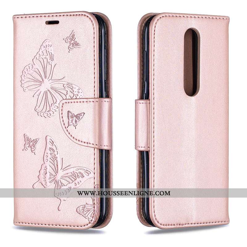 Coque Nokia 4.2 Gaufrage Cuir Téléphone Portable Étui Ornements Suspendus Couleur Unie Housse Rouge