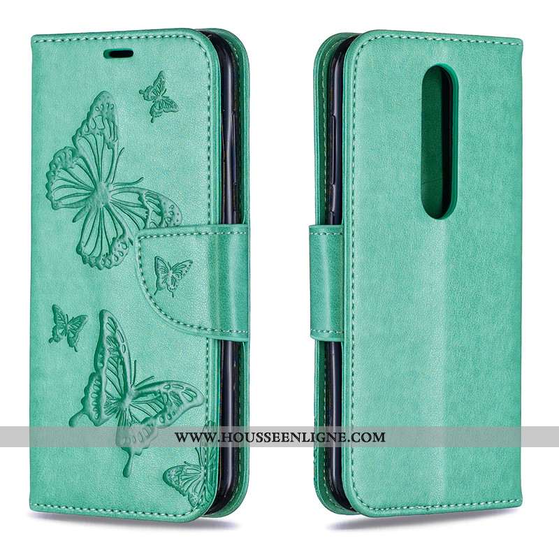 Coque Nokia 4.2 Gaufrage Cuir Téléphone Portable Étui Ornements Suspendus Couleur Unie Housse Rouge