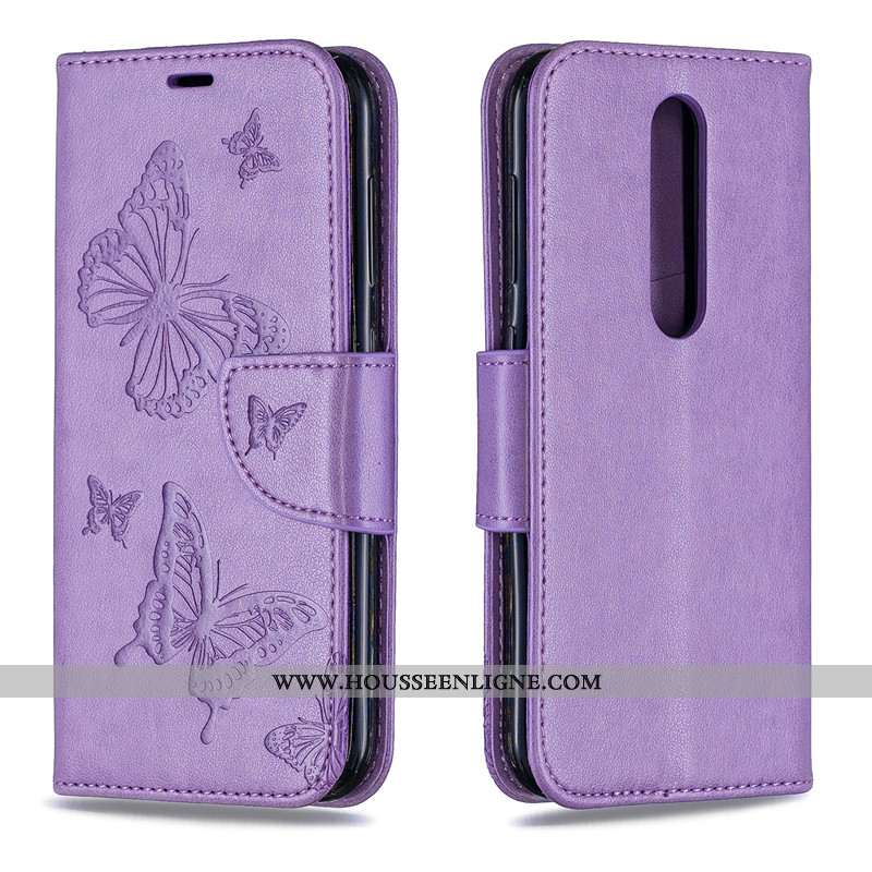 Coque Nokia 4.2 Gaufrage Cuir Téléphone Portable Étui Ornements Suspendus Couleur Unie Housse Rouge