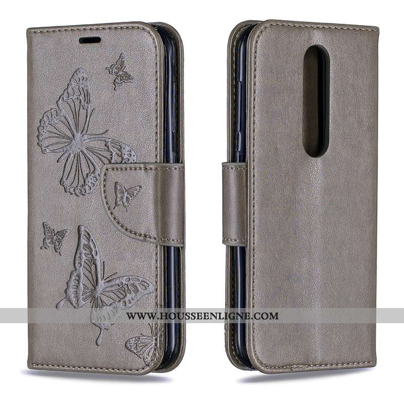 Coque Nokia 4.2 Gaufrage Cuir Téléphone Portable Étui Ornements Suspendus Couleur Unie Housse Rouge