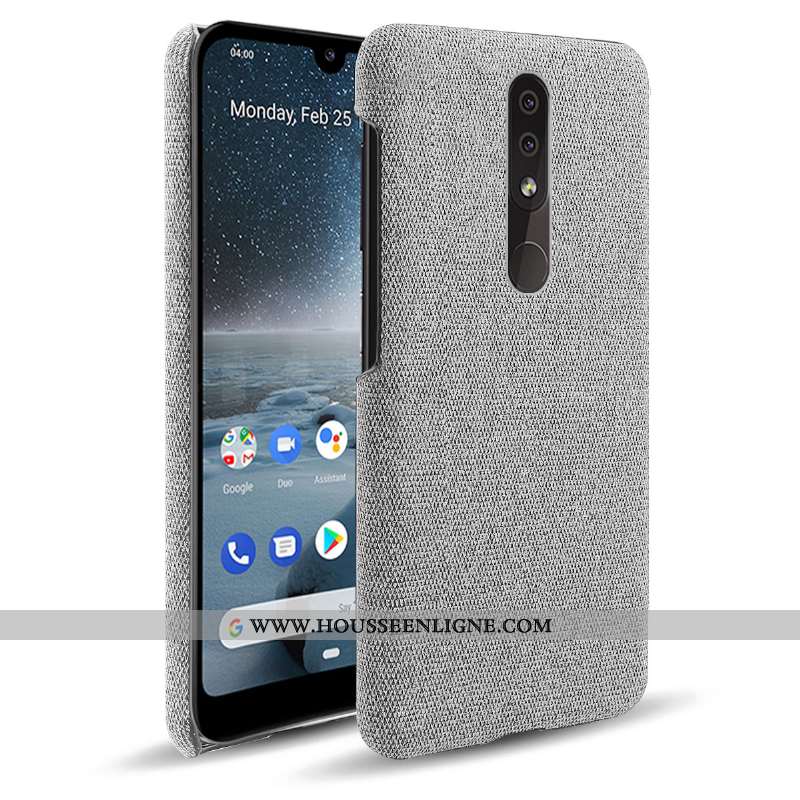 Coque Nokia 4.2 Légère Protection Tissu Gris Téléphone Portable Simple Étui