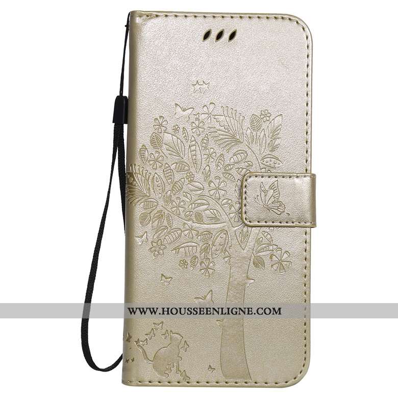 Coque Nokia 4.2 Protection Cuir Housse Téléphone Portable Or Étui Doré