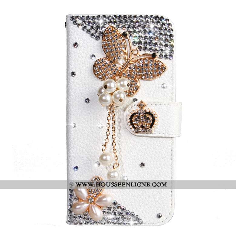 Coque Nokia 4.2 Protection Cuir Étui Blanc Papillon Téléphone Portable Blanche
